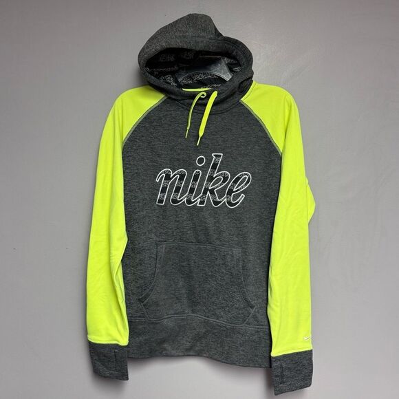 Nike Men's Gray and neon Yellow Hoodie sweatshirt size L large - Picture 1 of 5